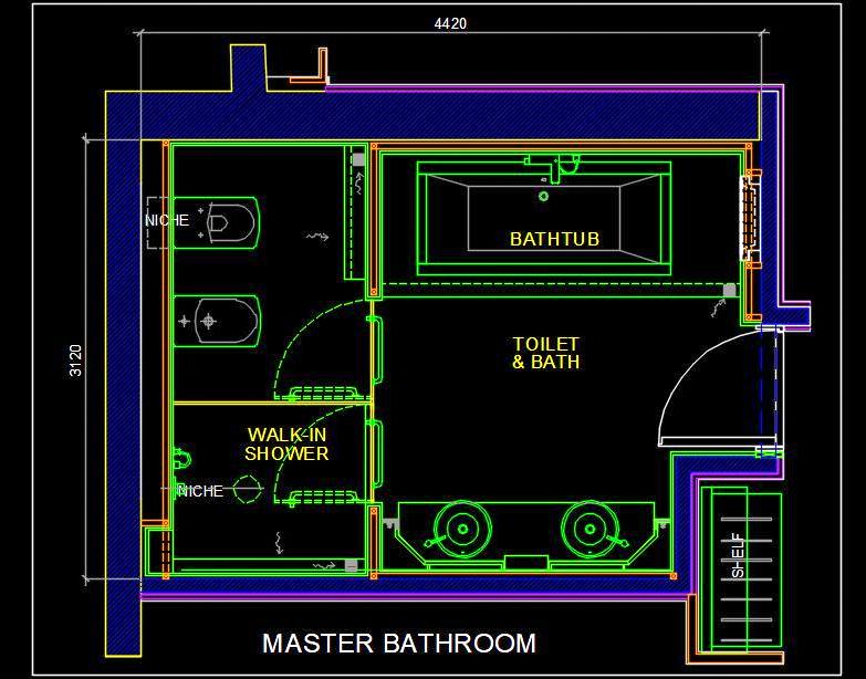 Master Bathroom Design CAD Block - AutoCAD DWG Download